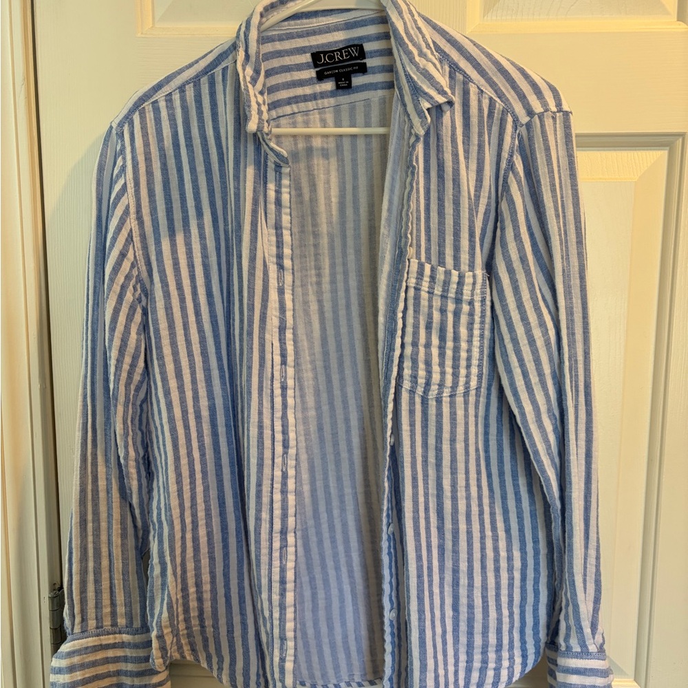 J. Crew Women’s Striped Shirt in Light Blue and White